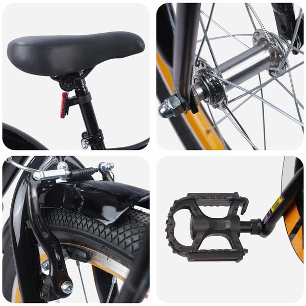 vidaXL Barnesykkel 18 Tommer for 5-7 &aring;r gammel Oransje Svart