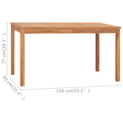 vidaXL Utendørs spisebord 140x80x77 cm heltre teak