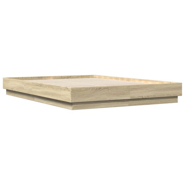 vidaXL Sengeramme med LED-lys sonoma eik 160x200 cm