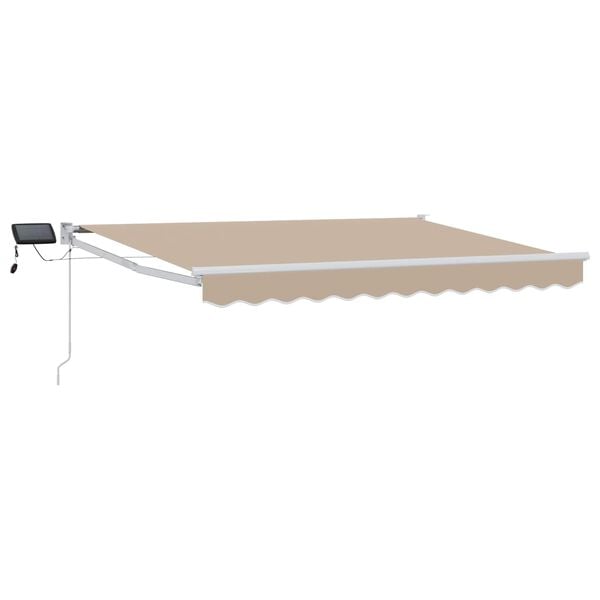 vidaXL Manuell utvidbar markise med LED-lamper Beige 3,5 x 2,5 m