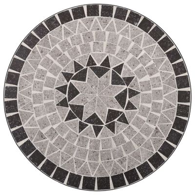 vidaXL Mosaikkbistrosett med keramikkfliser 3 deler grå