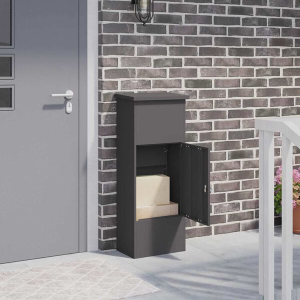 vidaXL Pakkeinnkast med lagring Svart 44,5 x 29 x 110,5 cm St&aring;l