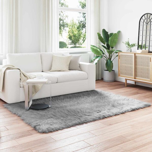 vidaXL Faux Skinnmatte Tafalla Gr&aring; 160 x 230 cm Polyester