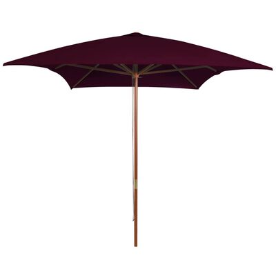 vidaXL Utendørs parasoll med trestang vinrød 200x300 cm