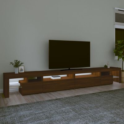 vidaXL TV-benk med LED-lys brun eik 290x36,5x40 cm