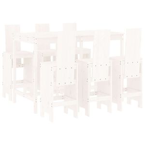 vidaXL Hagebarsett 7 deler hvit heltre furu