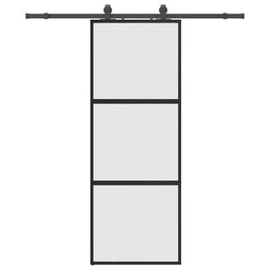 vidaXL Skyved&oslash;r med monteringssett svart 76x205 cm herdet glass