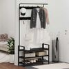 vidaXL Kleshenger med hylle Svart Eik 95 x 34 x 184 cm Konstruert tre