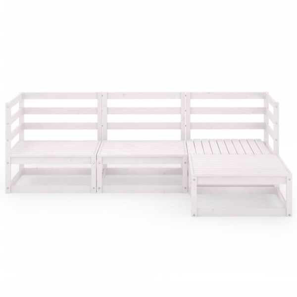 vidaXL Hagesofagruppe 4 deler hvit heltre furu