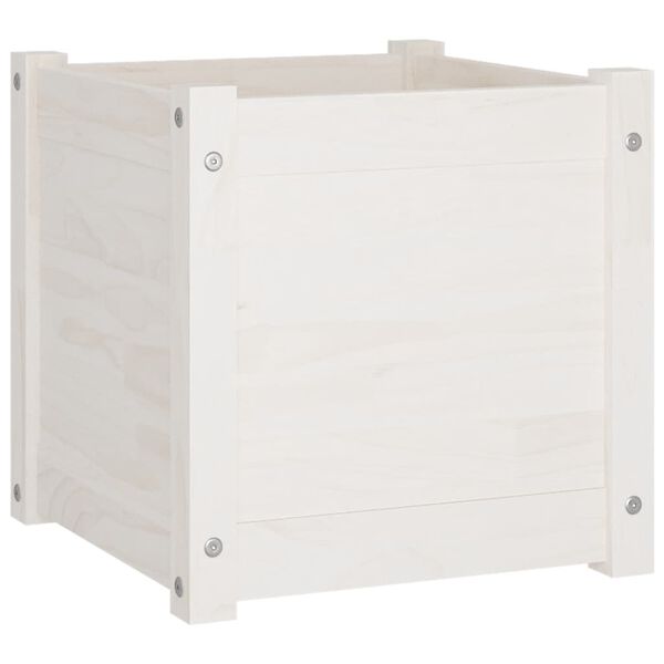 vidaXL Plantekasser 2 stk hvit 40x40x40 cm heltre furu