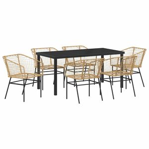 vidaXL Hage Spisegruppe 7 pcs Brun polyrotting
