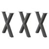 vidaXL Spisebordben X-formet 3 stk antrasitt 80 x (72-73) cm st&aring;l