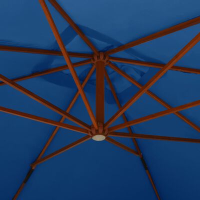 vidaXL Hengeparasoll med trestang 400x300 cm asurblå