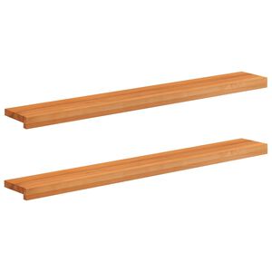 vidaXL Vinduplanker 2 stk. Lys Brun 110 x 15 x 2 cm Massiv b&oslash;ketre