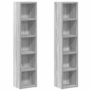 vidaXL CD-skap 2 stk gr&aring; sonoma 21x16x93,5 cm konstruert tre