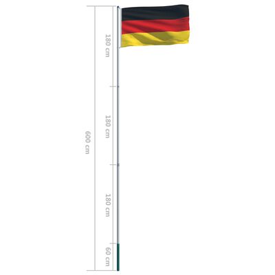 vidaXL Tysk flagg og stang aluminium 6 m