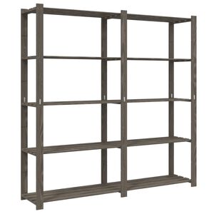 vidaXL Oppbevaringshylle 5 etasjer gr&aring; 170x38x170 cm heltre furu