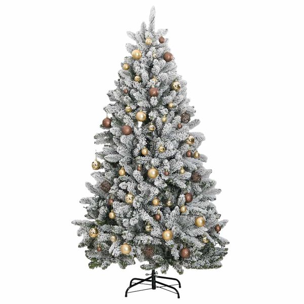 vidaXL Kunstig hengslet juletre med 300 LED og kulesett 180 cm