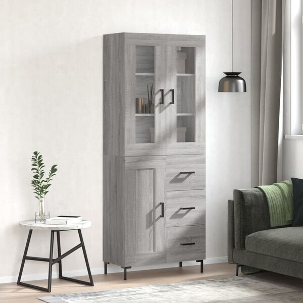 vidaXL Highboard gr&aring; sonoma 69,5x34x180 cm konstruert tre
