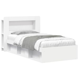 vidaXL Sengeramme med oppbevaring Hvit 90 x 190 cm Konstruert tre