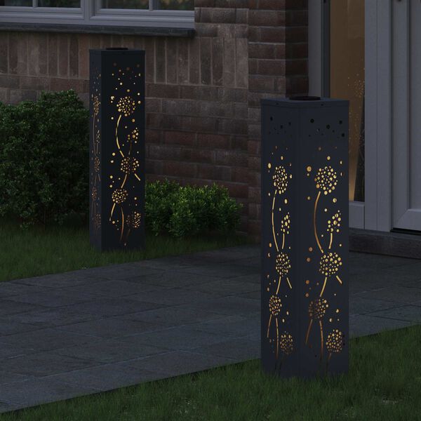 vidaXL Solenergi LED stibelys 2 pcs Antrasitt Kaldvalset st&aring;l