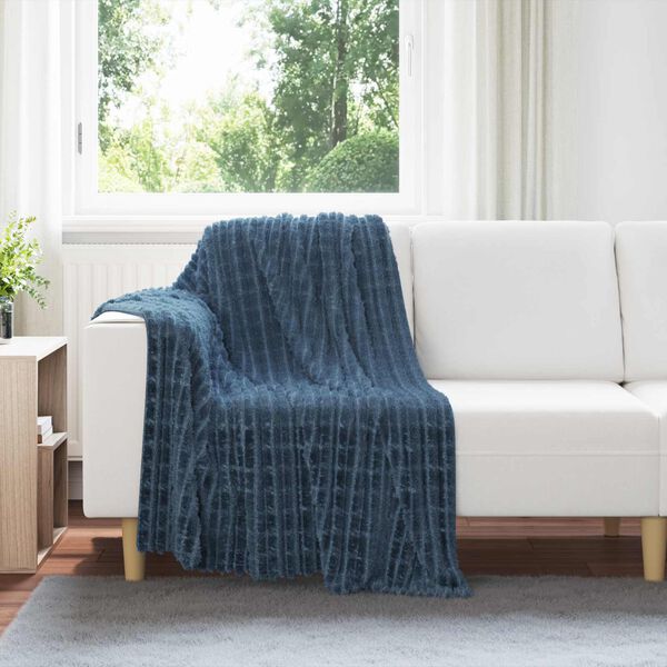 vidaXL Kastteppe Marinebl&aring; 150 x 130 cm Fleece