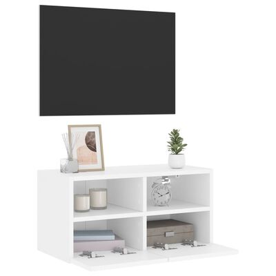 vidaXL Veggmontert TV-benk hvit 60x30x30 cm konstruert tre