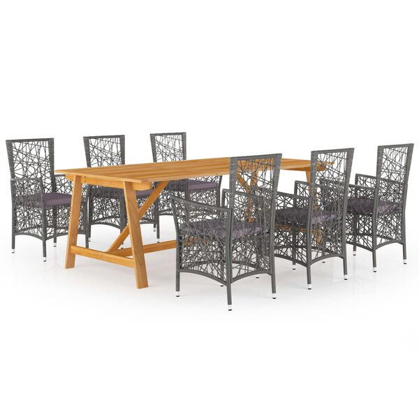 vidaXL Utend&oslash;rs spisestue 7 deler gr&aring;