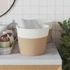 vidaXL Oppbevaringskurver 2 stk beige og hvit Ø24x18 cm bomull