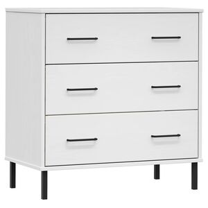 vidaXL Skjenk med 3 skuffer hvit 77x40x79,5 cm heltre OSLO