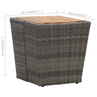 vidaXL Tebord grå 41,5x41,5x43 cm polyrotting og heltre akasie