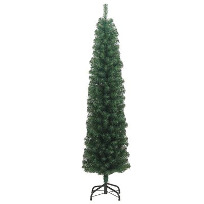 vidaXL Slankt kunstig juletre med stativ grønn 240 cm PVC