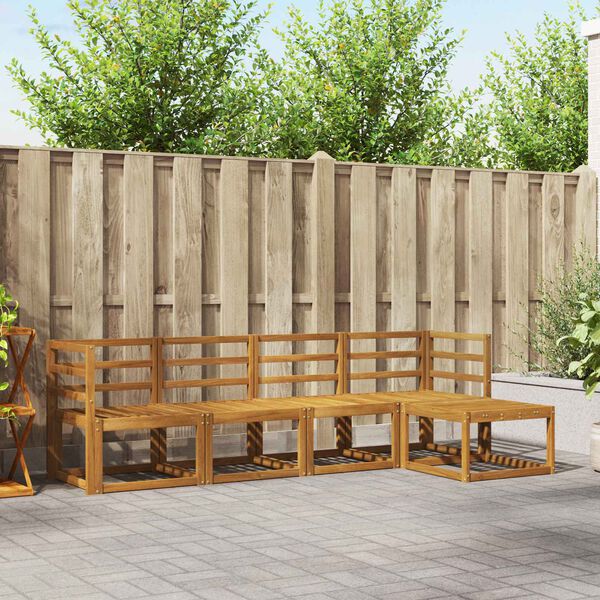 vidaXL Utend&oslash;rs sofa-sett 5 pcs Naturlig Solid akasietre