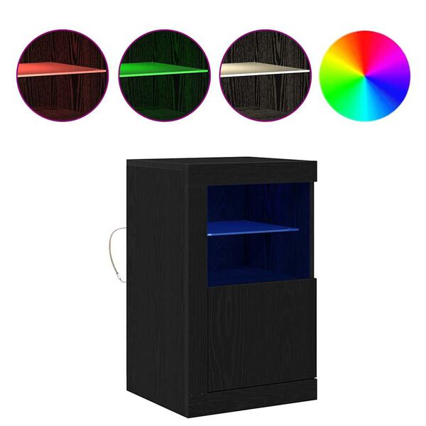 vidaXL LED sideboard 2 pcs Svart Eik 41 x 37 x 67 cm Konstruert tre