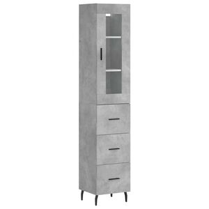 vidaXL Highboard betonggr&aring; 34,5x34x180 cm konstruert tre