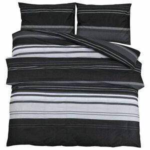 vidaXL Dynetrekksett svart stripe 260x220 cm bomull