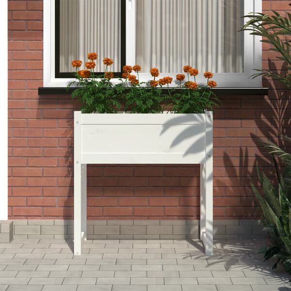 vidaXL Plantekasse hvit 78x40x81 cm heltre furu