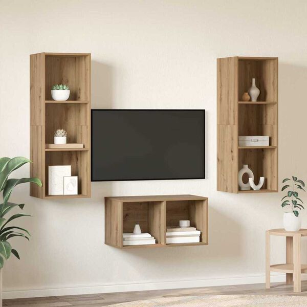 vidaXL TV-benksett Artisan Eik 37 x 37 x 107 cm Konstruert tre