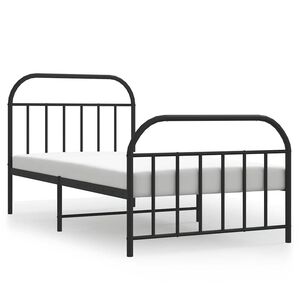 vidaXL Sengeramme i metall med hode- og fotgavl svart 100x200 cm
