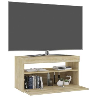 vidaXL TV-benk med LED-lys sonoma eik 75x35x40 cm