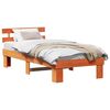 vidaXL Sengestamme med hodegjerde Vokset Brun 90 x 190 cm Massiv furu