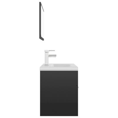 vidaXL Baderomsmøbelsett høyglans svart sponplate