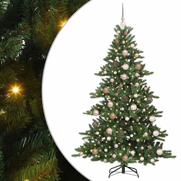 vidaXL Kunstig sammensatt juletre med 300 LED gr&oslash;nn 180 cm PVC og st&aring;l