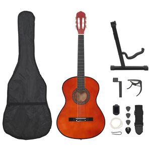 vidaXL Klassisk gitar nybegynnersett 12 deler 4/4 39"