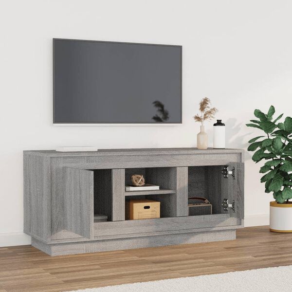 vidaXL TV-benk grå sonoma 102x35x45 cm konstruert tre