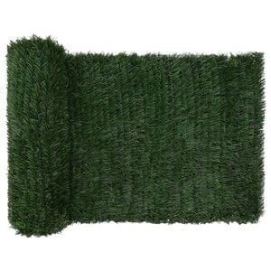 vidaXL Kunstig gjerde M&oslash;rkegr&oslash;nn 1 x 6 m PVC og st&aring;l