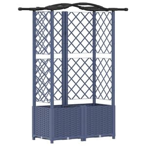 vidaXL Hevet Bed med Trellis og Tak Gr&aring; 122 x 40 x 141 cm PP