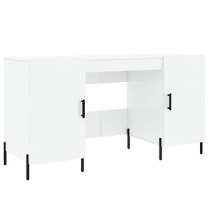vidaXL Skrivebord h&oslash;yglans hvit 140x50x75 cm konstruert tre