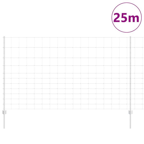 vidaXL Gjerde med stolpe s&oslash;lv 1,4 x 25 m St&aring;l