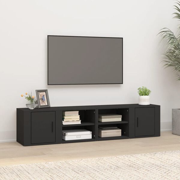 vidaXL TV-benker 2 stk svart 80x31,5x36 cm konstruert tre